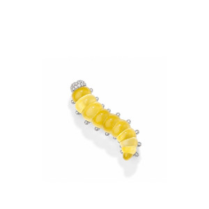 Broche Bruco oro blanco ágata diamantes Vhernier