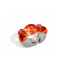Broche Granchio oro blanco cornalina diamantes Vhernier
