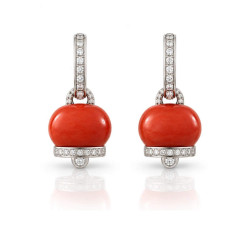 Pendientes Campanelle oro blanco coral diamantes Chantecler Capri