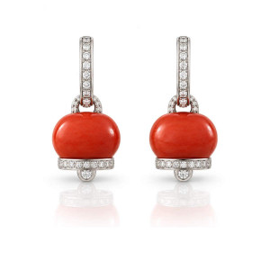 Pendientes Campanelle oro blanco coral diamantes Chantecler Capri