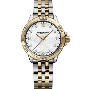 Tango Classic 30mm Bicolor Esfera Nácar Blanco Diamantes Raymond Weil