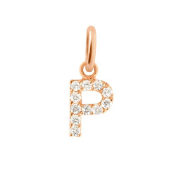 Colgante Lucky Letra P, oro rosa, oro amarillo, diamantes Gigi Clozeau