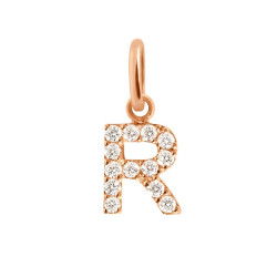 Colgante Lucky Letra R, oro rosa, oro amarillo, diamantes Gigi Clozeau