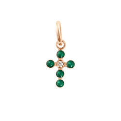 Colgante Cruz Perlada, oro rosa, 1 diamante Gigi Clozeau