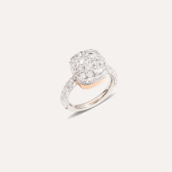 Anillo Nudo Maxi Solitaire Oro Blanco Diamantes Pomellato