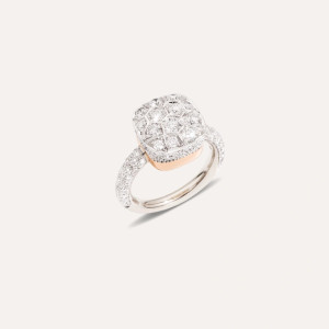 Anillo Nudo Maxi Solitaire Oro Blanco Diamantes Pomellato