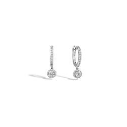 Pendientes Oro Blanco Halo Diamantes Recarlo