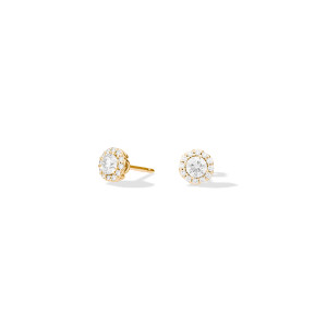 Pendientes Oro Amarillo Halo Diamantes Recarlo