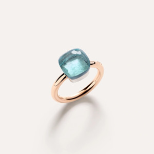 Anillo Nudo Classic Oro Rosa Topacio Azul Sky Pomellato