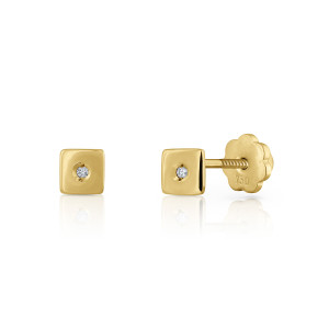Pendientes Cuadrados Oro Amarillo Diamantes Irantzuline