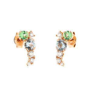 Pendientes Rainbow Oro Rosa Diamantes Irantzuline