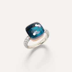 Anillo Nudo Maxi Oro Blanco Topacio Azul London Pomellato