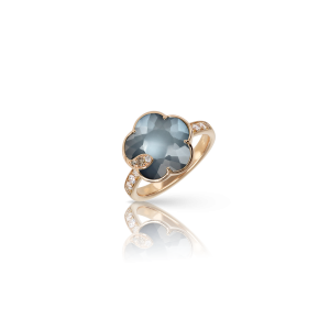 Anillo Petit Joli Oro Rosa Piedra Lunar Diamantes PasqualeBruni