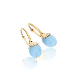 Pendientes Azure Oro Amarillo Aguamarina Diamantes Nanis