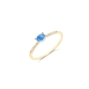 Anillo Azure Oro Amarillo Topacio Azul Diamantes Nanis