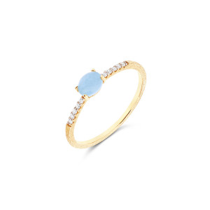 Anillo Azure Oro Amarillo Aguamarina Diamantes Nanis