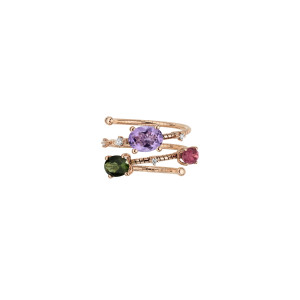 Anillo Flexible Oro Rosa Diamantes Turmalinas Mattia Cielo