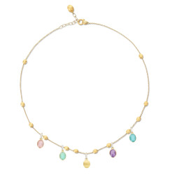 Collar Boules "Soffio" con Charms de Colores Oro Diamantes Piedras de Colores Nanis (Corto)