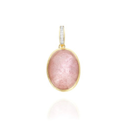 Colgante Boules Oro Amarillo Cuarzo Rosa Diamantes Nanis