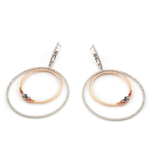 Pendientes Circle Rainbow Oro Rosa Diamantes Irantzuline