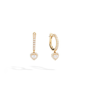 Pendientes Halo Heart Claps Oro Amarillo Diamantes Recarlo