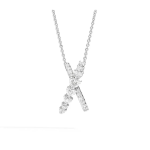 Collar Oro Blanco Diamantes Recarlo