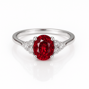 Anillo Oro Blanco Rubí Diamantes Recarlo