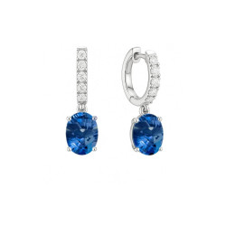 Pendientes Oro Blanco Zafiros Diamantes Recarlo