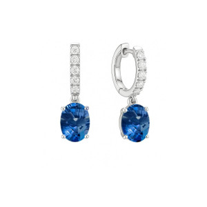 Pendientes Oro Blanco Zafiros Diamantes Recarlo