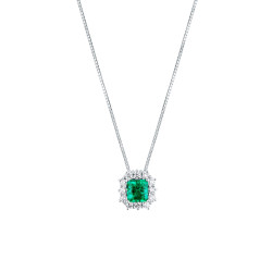Collar Oro Blanco Esmeralda Diamantes Irantzuline