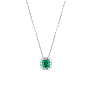 Collar Oro Blanco Esmeralda Diamantes Irantzuline