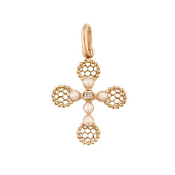 Colgante Lace Cross Oro Rosa Diamantes Gigi CLozeau