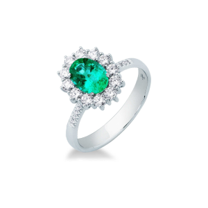 Anillo Oro Blanco Esmeralda Diamantes Irantzuline