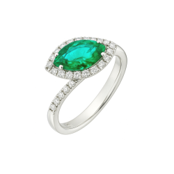 Anillo Oro Blanco Esmeralda Diamantes Irantzuline